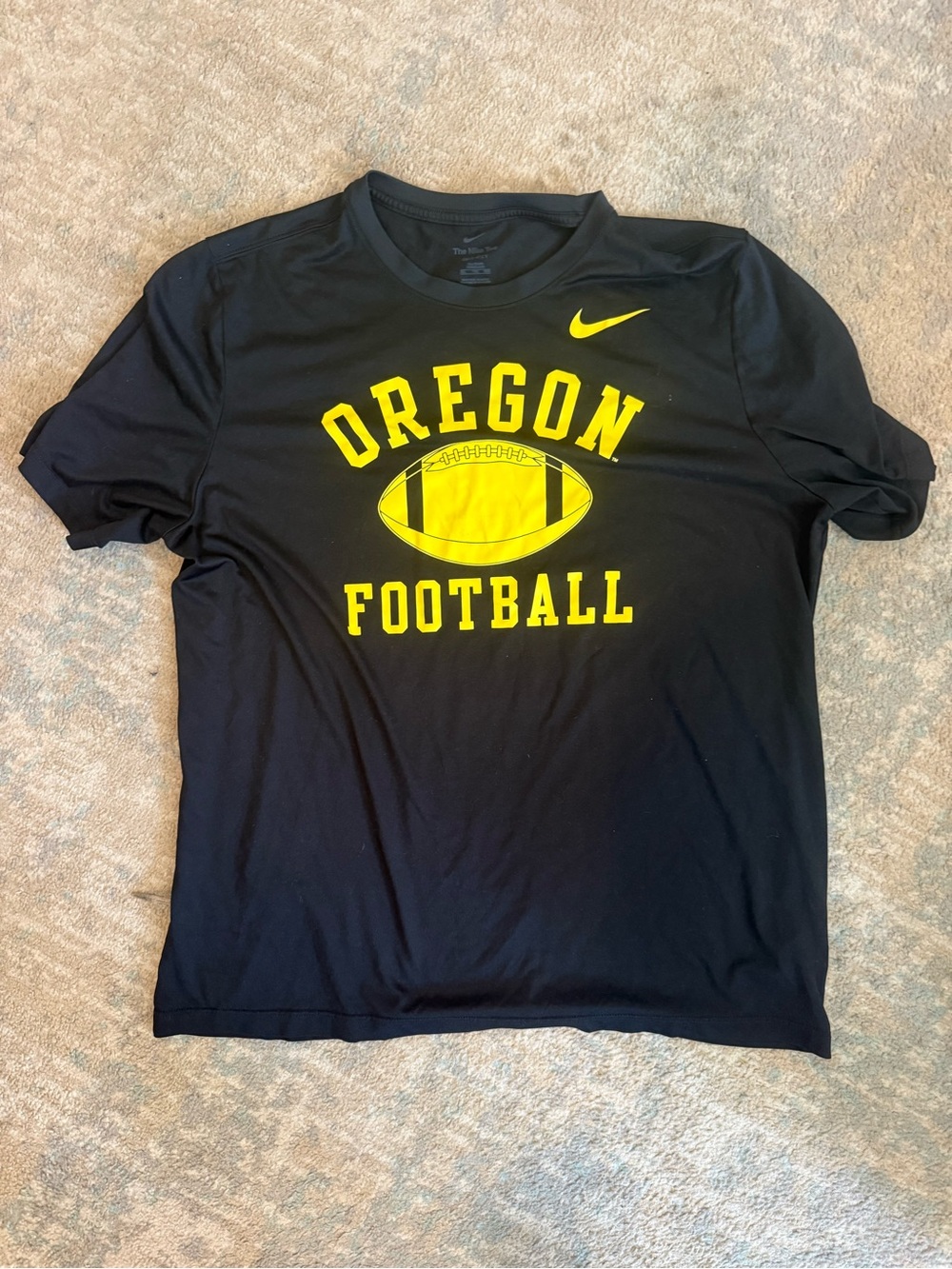 Nike Black Tee with Yellow Oregon Football Graphic